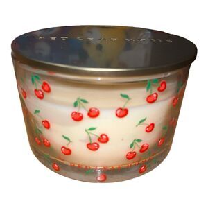 Red Leaf Home Cherry Blossom Candle 3 Wick Wax Glass Jar w/ Cherries 16.5 oz NEW
